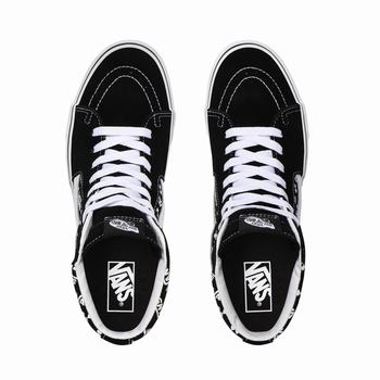 Damske Kotnikove Tenisky Vans Logo Repeat Sk8-Hi Čierne/Biele VA78NWJFE